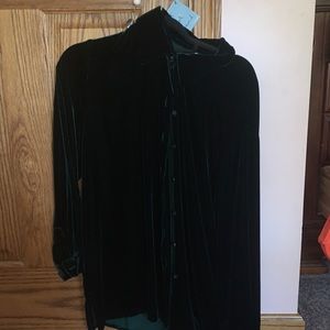 Dark green velvet button up